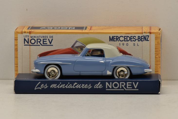 MERCEDES-190-SL-1955-BLEU-GRIS-GRIS-CLAIR-NOREV-1-43-MarieJouetMiniatures